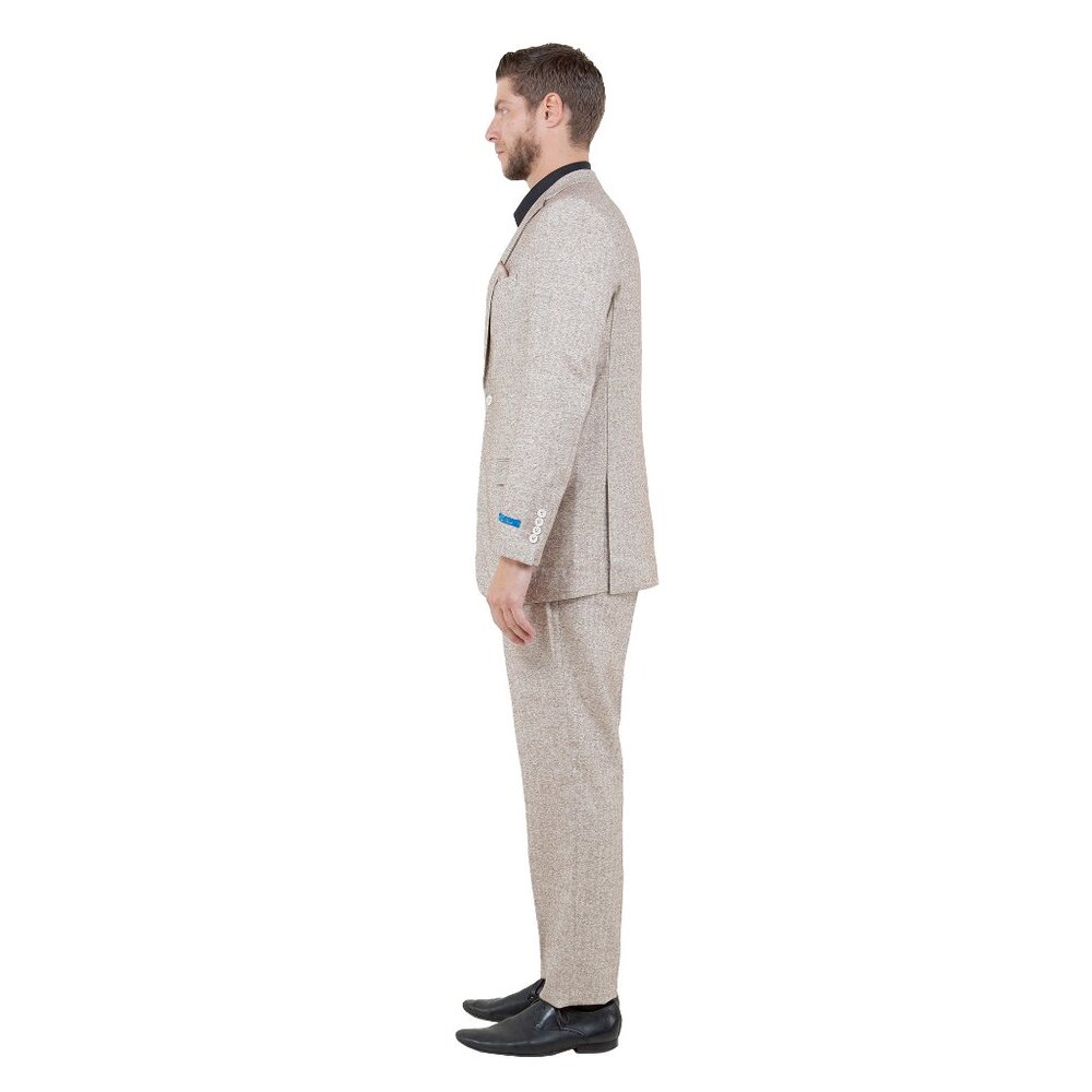 Hybrid Fit Classic Tweed Beige Mens Suit by Sean Alexander - Picture 7 of 9